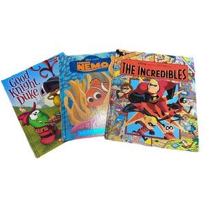 Boys Girl Kids Book Lot The Incredibles Look and Find, VeggieTales & Nemo Disney